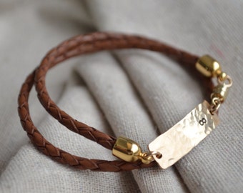 Personalized Gold Wrap Bracelet - Customize - Inspirational - Leather