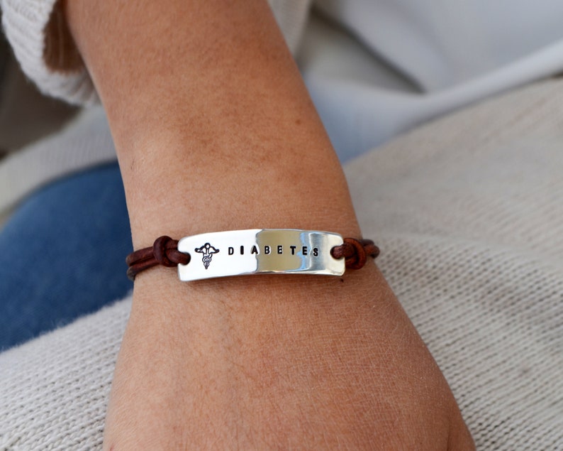 DIABETES Medical Alert Bracelet Sterling Silver Rose or Etsy