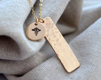 Vertical Two Charm Medical Alert Necklace - Hidden Text - Personalize