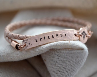 Leather Wrap Bracelet - Epilepsy or Personalize this Medical Alert with Your Condition