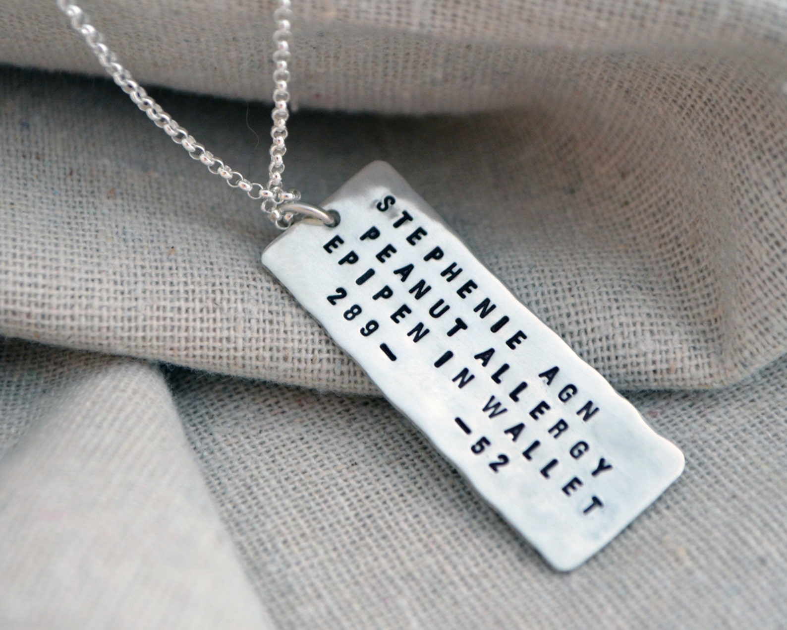 Large Medical Alert Necklace Customize Personalize Etsy