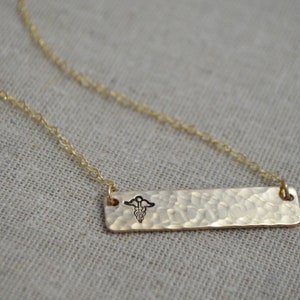 Suspended Medical Alert Necklace Gold or Silver Personalize image 1