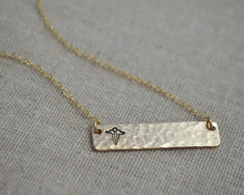 Suspended Medical Alert Necklace Gold or Silver Personalize image 1