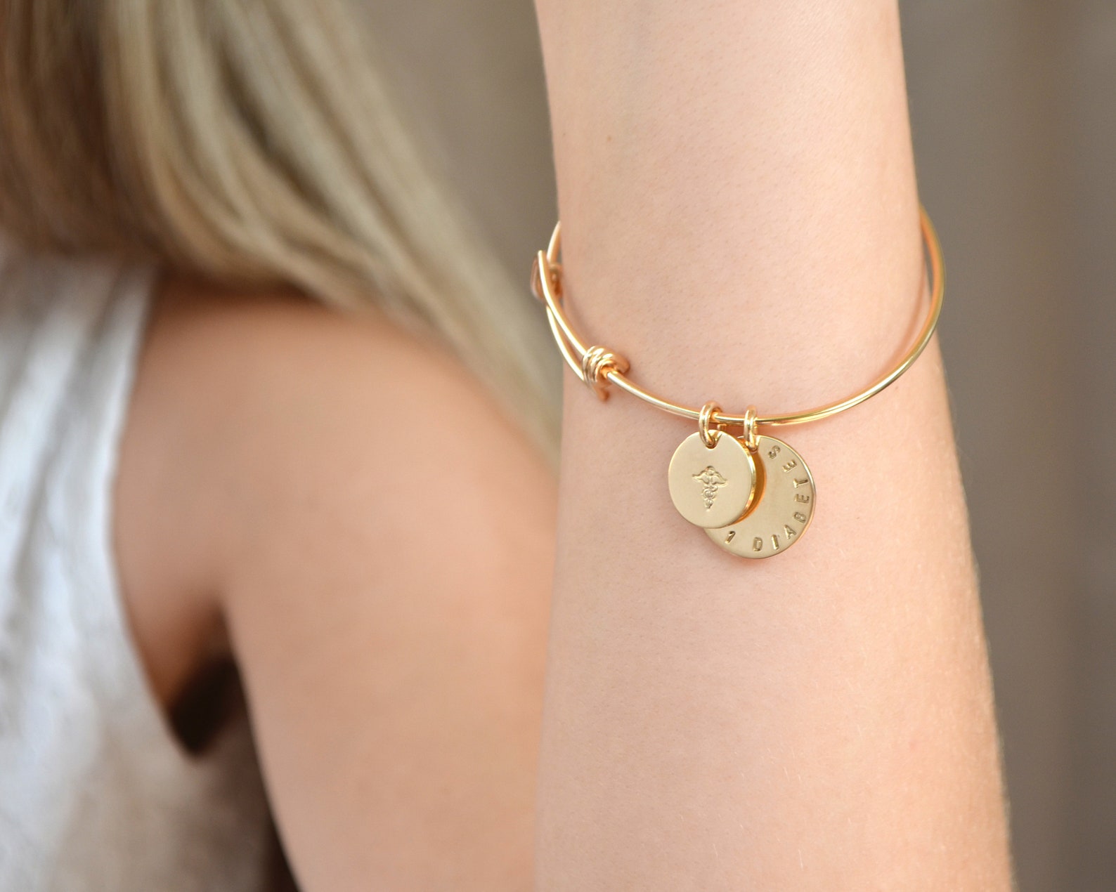 Medical Alert Bangle Bracelet Adjustable Charm Bracelet Etsy