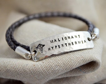 Women's Leather Wrap Medical Alert Bracelet - Stamp with your Personalized Information