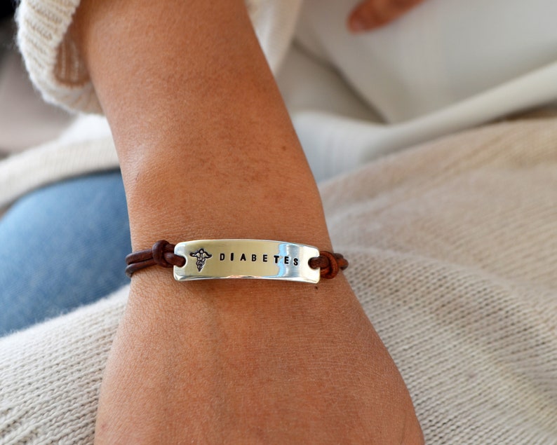 DIABETES Medical Alert Bracelet Sterling Silver Rose or Etsy