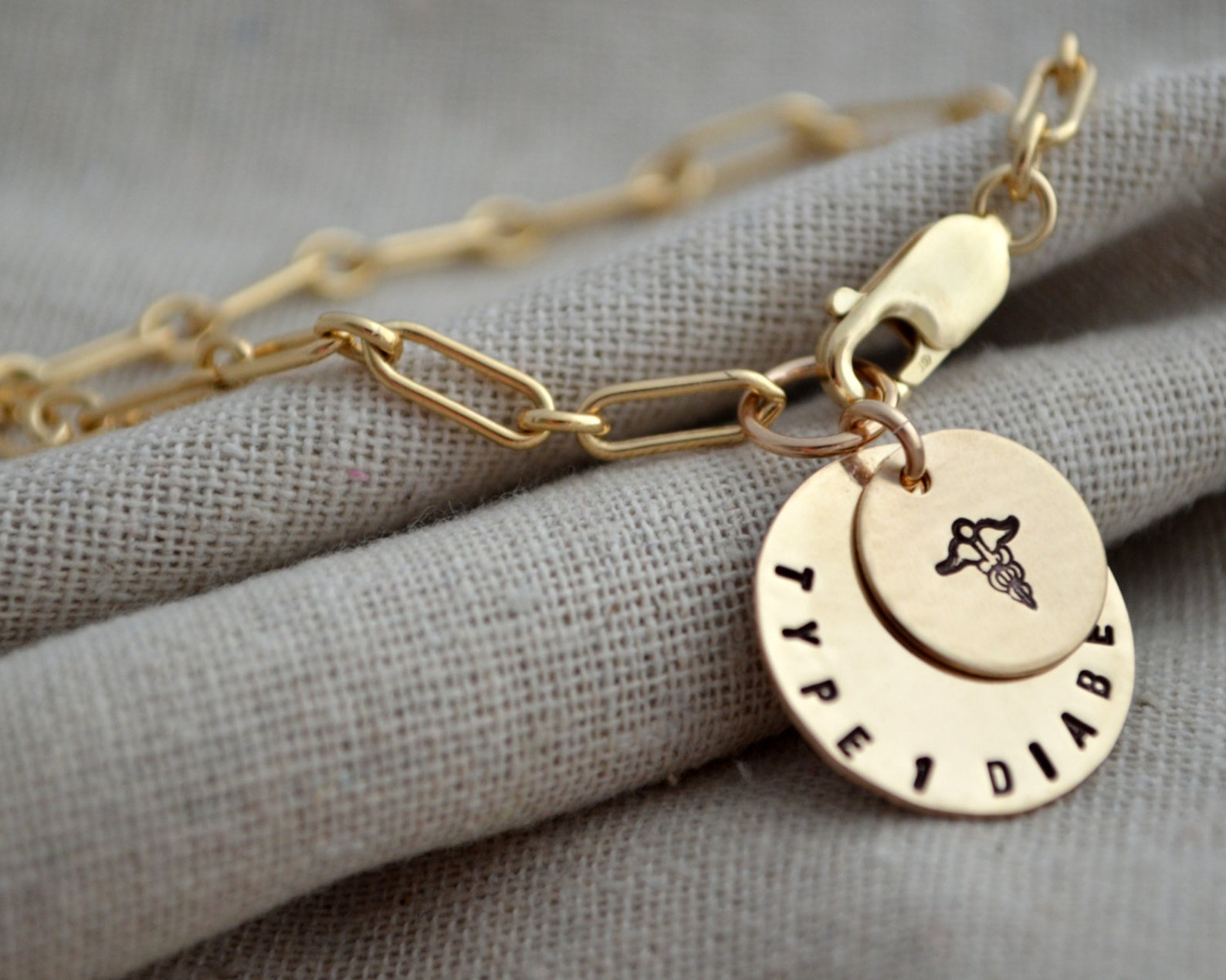 Medical Alert Double Charm Bracelet Customize Diabetes Etsy