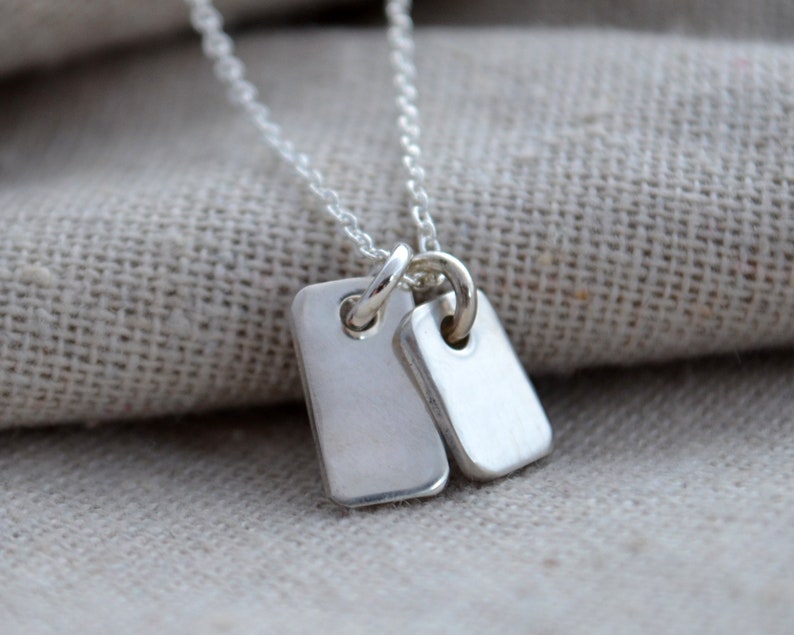 Tiny Dogtag Initial Necklace Sterling Rose Gold Gold Etsy