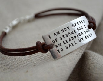 Personalized Quote Bracelet - Leather Cord