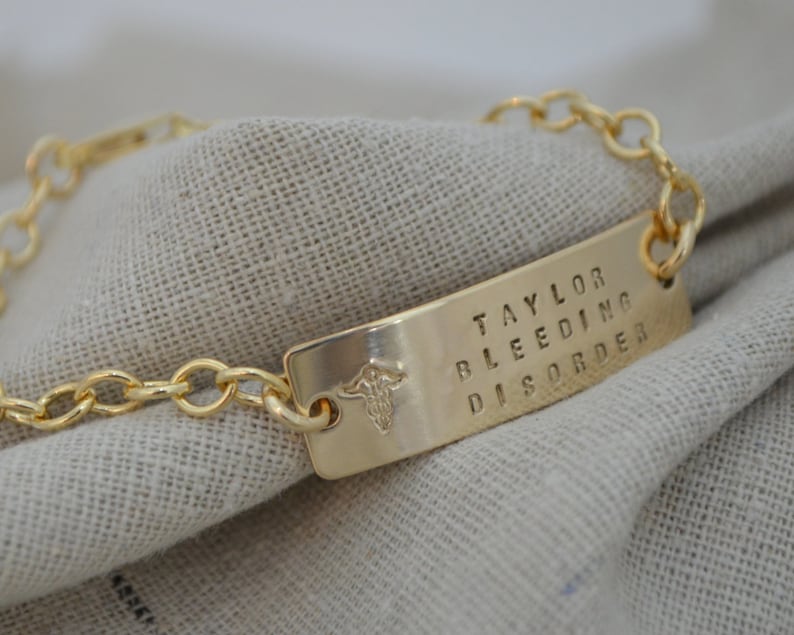 Double Sided Medical ID Charm Bracelet Personalize Etsy