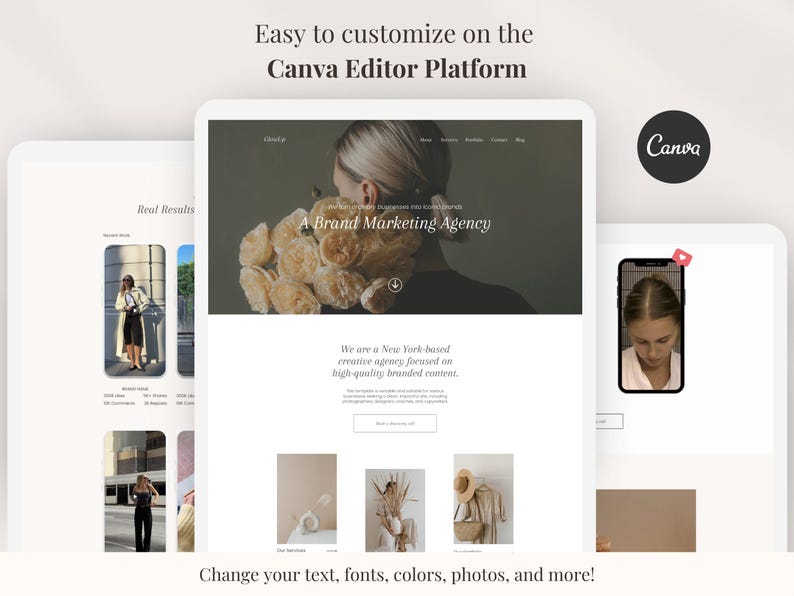 Canva Website Template Marketing Agency Website Social Media Manager ...
