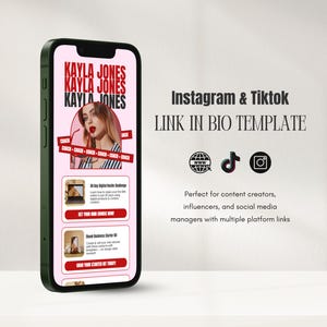 バイオリンク ピンクのウェブサイトテンプレート Canva Stanストアテンプレート ビーコンランディングページ Linktree