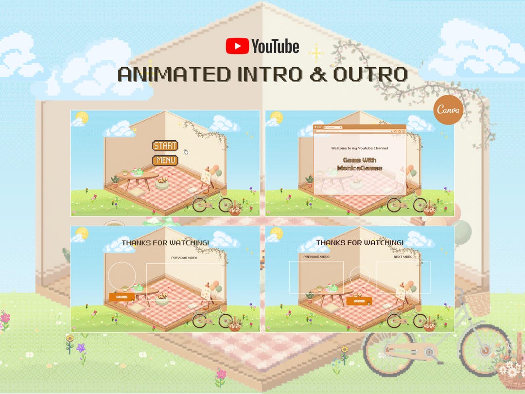 Animated Youtube Intro Youtube Outro Cozy Gamer Editable Canva ...