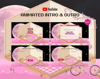 Animated Youtube Intro Youtube Outro Cozy Gamer Editable Canva Templates Pixel Art YT Animations