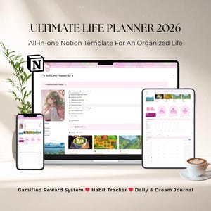 Gamified Planner Notion Template 2026 Task Manager ADHD Life Planner Reward System