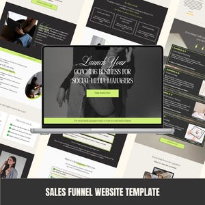 Grüne Verkaufsseite Canva Website Stan Store Template Coaching-Programm Verkaufstrichter Digital Marketing