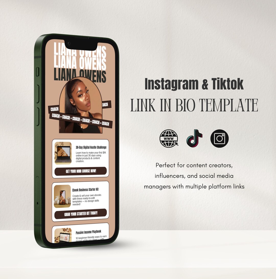 Link in Bio Template Canva Stan Store Sales Page Beacons Landing Page ...