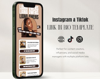 Link in Bio Template Canva Stan Store Sales Page Beacons Landing Page Linktree Design