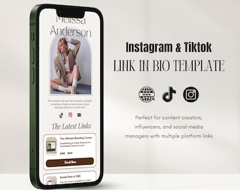 Minimalist Link in Bio Canva Template Social Media Links Page (Digital Download)