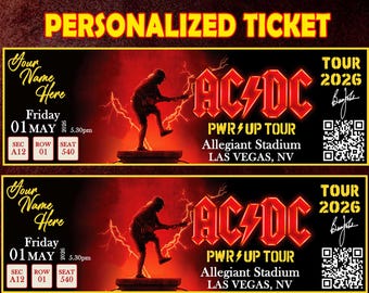 AC/DC Power Up Tour Concert Ticket, Ac/Dc Ticket, Personalized Ac/Dc Concert Ticket, Power Up Concert Ticket, Rock Band Concert Ticket
