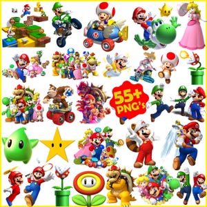 Pacchetto PNG di Super Mario Galaxy (Download digitale) Clipart di Mario, Maglietta di Mario PNG, Mario e amici, Mario PNG, Poster di Mario Super Mario Galaxy immagine 1