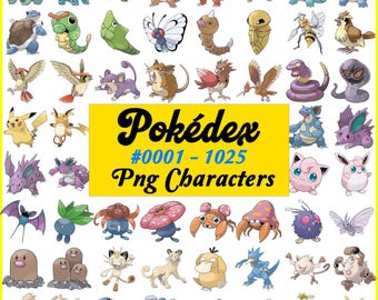 Pokemon Complete Pokedex Characters PNG Bundle (Digital Download), Pokemon Shirt Designs, Pokemon Cards Characters Png