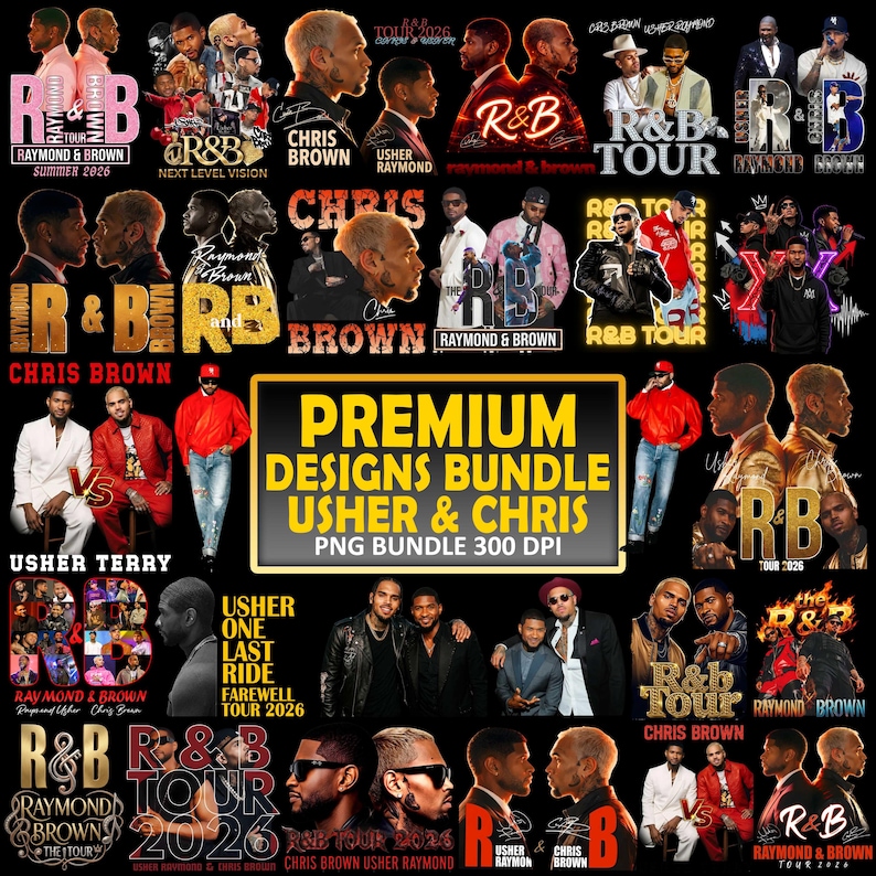 Chris Brown And Usher Raymond PNG Bundle, R&B Tour 2026 PNG Bundle, Concert Tour 2026 Chris Brown Shirt Usher Raymond Shirt, Concert Shirt image 1