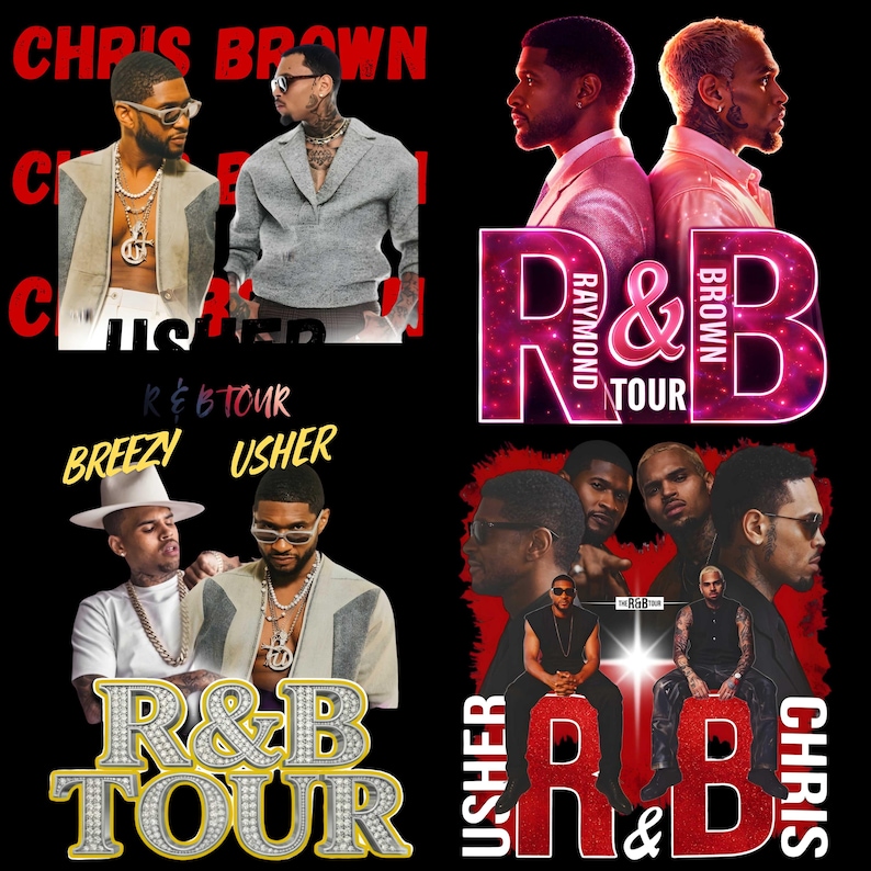 Chris Brown And Usher Raymond PNG Bundle, R&B Tour 2026 PNG Bundle, Concert Tour 2026 Chris Brown Shirt Usher Raymond Shirt, Concert Shirt image 3