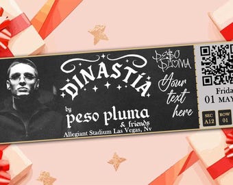 Biglietto personalizzato per il concerto di Peso Pluma, biglietto per il tour di Peso Pluma 2026, biglietto per concerto modificabile, concerto di musica messicana, Dinastia Cartel