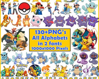 Pokemon PNG Bundle, Pikachu Character Images Digital Download, Cute Cartoon Png, Unique Pokemon Designs, Pokemon Shirt Png, Pokemon Clipart
