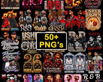 Usher Chris Brown PNG Bundle, The R&B Latest PNG Bundle, The RnB Tour 2026, Chris Brown and Usher Png Bundle, Bootleg Rap Tee Png