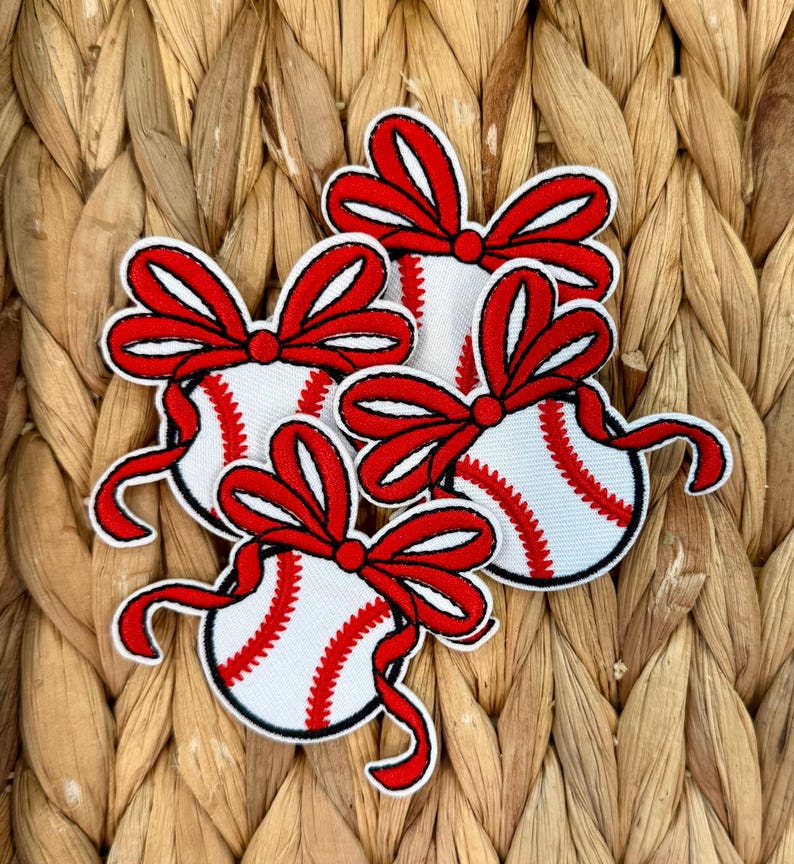 Baseball Bow Baseball Patch image 2
