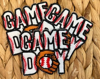 Game Day Baseball Iron-On Patch, Baseball Stitching Detail