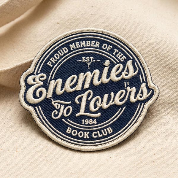 Parche del club de lectura "De enemigos a amantes", parche bordado para lector de novelas románticas para planchar en bolsos.