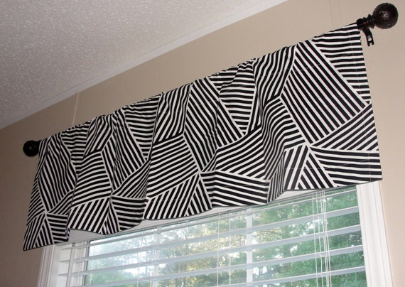 Nate Berkus Designer Black And White Modern Lines Valance Etsy