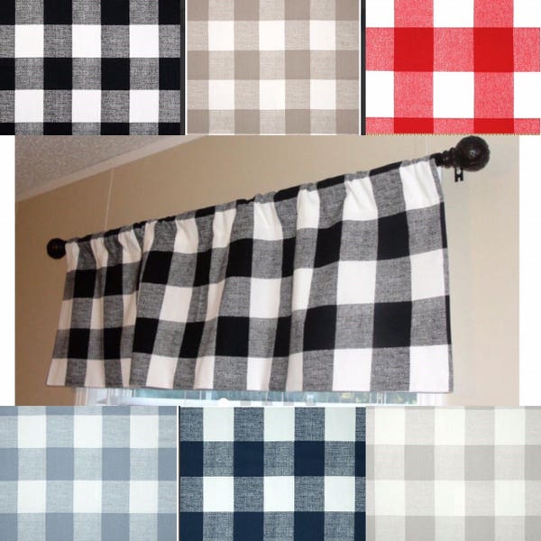 Window Valance Premier Prints Anderson Plaid Buffalo Check 50" wide x 16" long Lined Or Unlined Choose Your Color