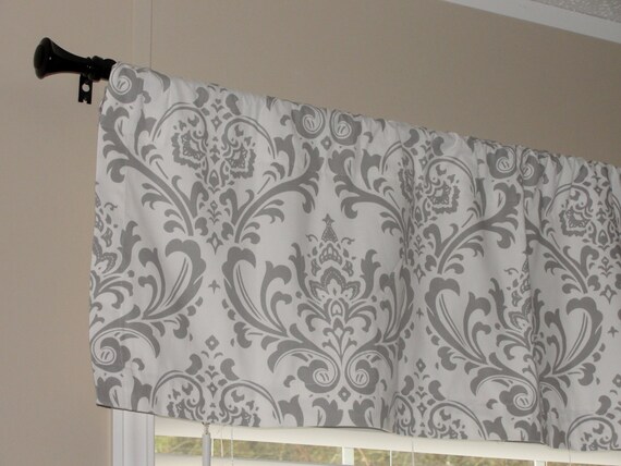 READY to SHIP Premier Prints Quatrefoil Fynn Timberwolf Red Scalloped Valance 52 wide x 16 long Lined Red and White