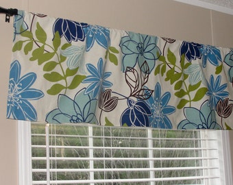 READY TO SHIP Magnolia Home Fashion Monaco Breeze Valance 50" wide x 16" long Big Bold Flowers No Lining Blue Chartreuse Green Brown Floral