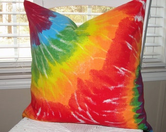 Designer Premier Prints Tie Dye Bright Colors Rainbow Throw Pillow Cover Green Blue Red Orange Yellow and Purple