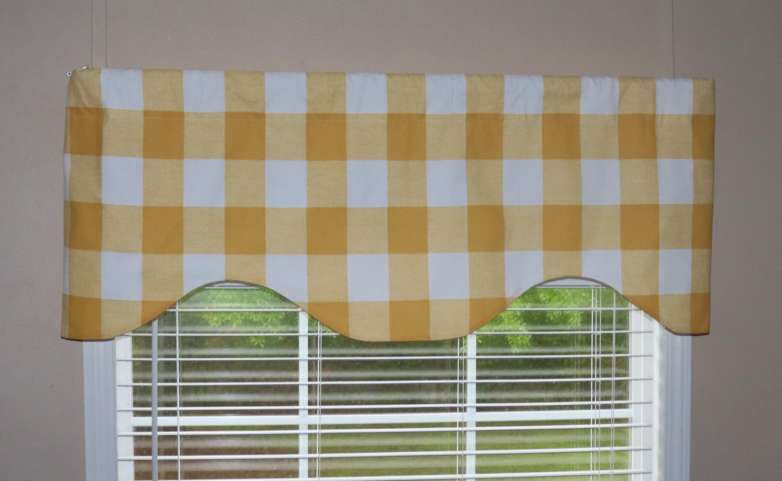 Premier Prints Corn Yellow Buffalo Check Scalloped Valance Etsy UK