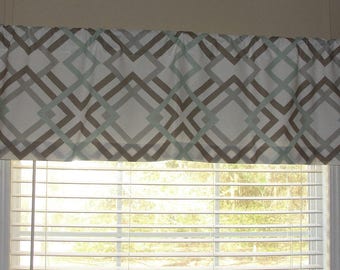 Premier Prints Winston Artichoke Valance 50" wide x 16" long Lined Or Unlined Sage Green Taupey Grey and White