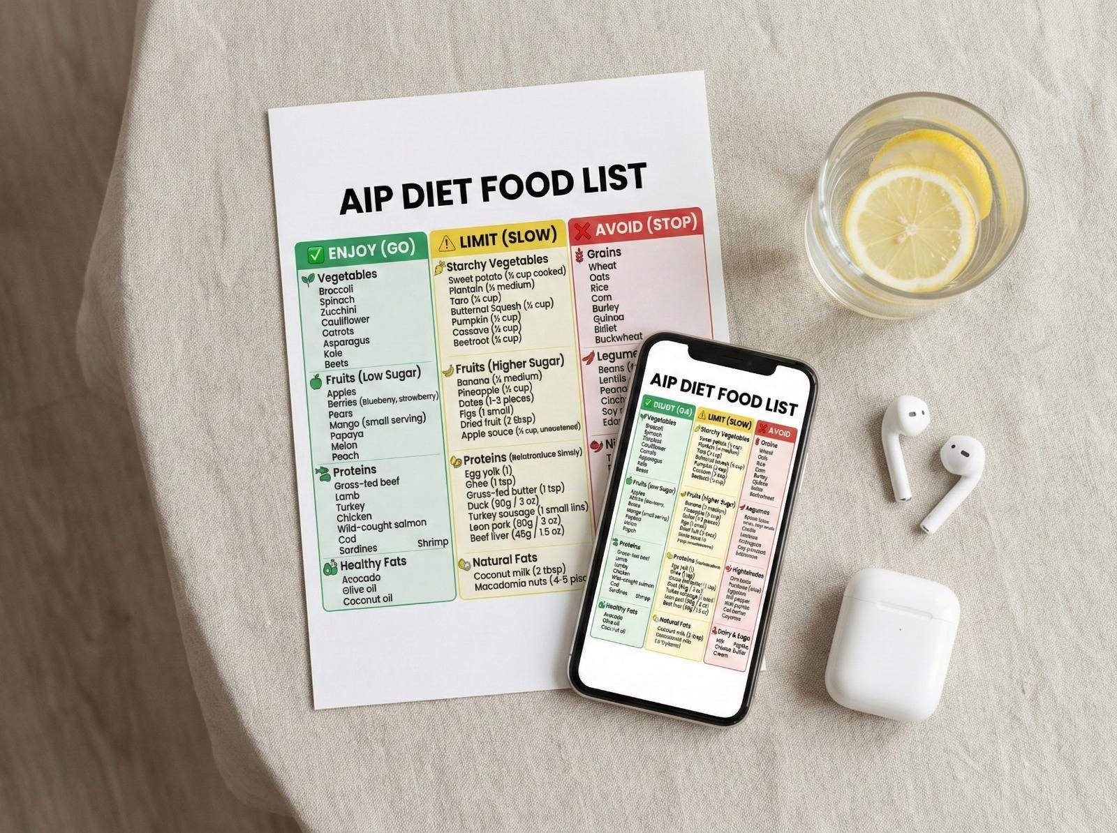AIP Diet Food List Printable | Autoimmune Protocol Grocery Guide | Anti ...