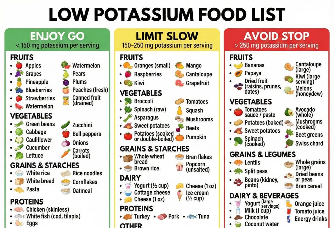 Low Potassium Food List PDF | Kidney Diet Printable | CKD & Renal ...