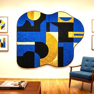 Hand-Woven New Zealand Wool Rug – Geometric 3D Texture Art Decor