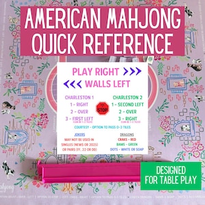 American Mahjong Reference Sheet, Charleston Guide (Instant Download)