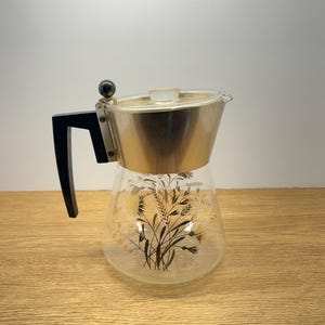 Vintage David Douglas Harvest Wheat Coffee Pot | Mid Century Flame Proof Glass Server