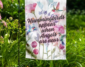 Bandera de jardín conmemorativa de colibrí: regalo de condolencias y decoración conmemorativa