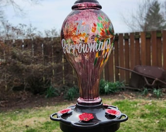 Comedero pequeño para colibríes soplado a mano, regalo personalizado para observadores de colibríes