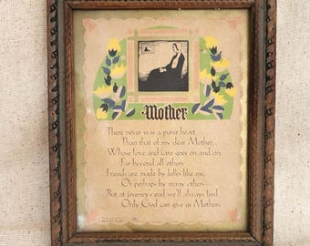 Poema vintage para una madre enmarcado: un regalo sentimental para el Día de la Madre