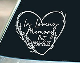 In Loving Memory Personalized Window Decal | Custom Funeral Favor | Celebration of Life Vinyl Sticker